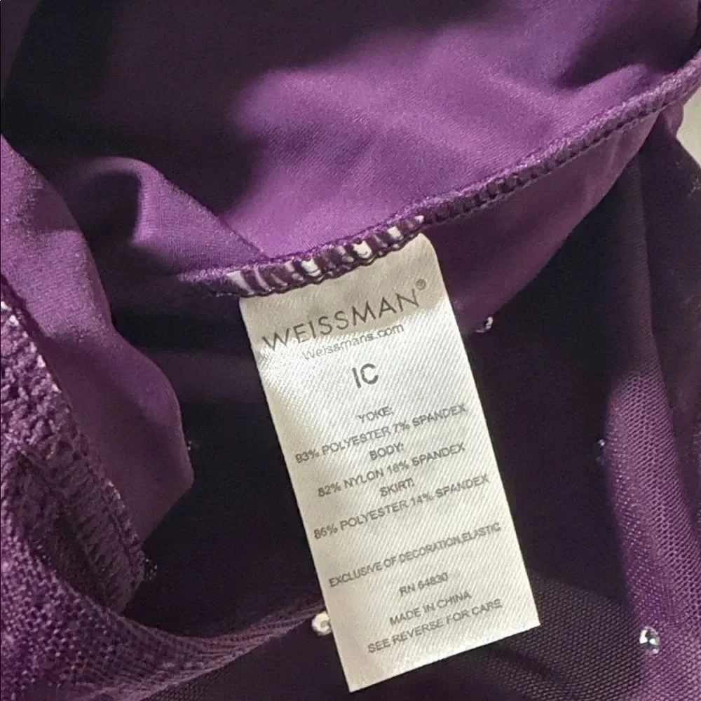WEISSMAN Dance Costume purple rhinestones ombre Have Mercy 13294 IC- child 7/8